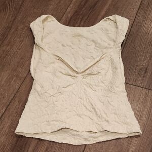 Free People Cream Textured Top